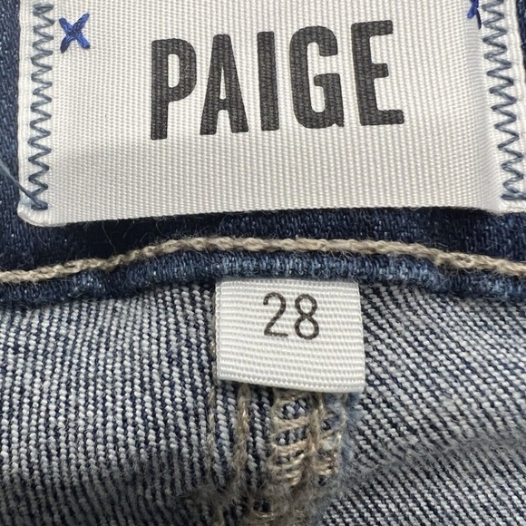 Paige Jeans Women 28 Blue Ultra Skinny Stretch Mildly Distressed Whiskering - Picture 8 of 15